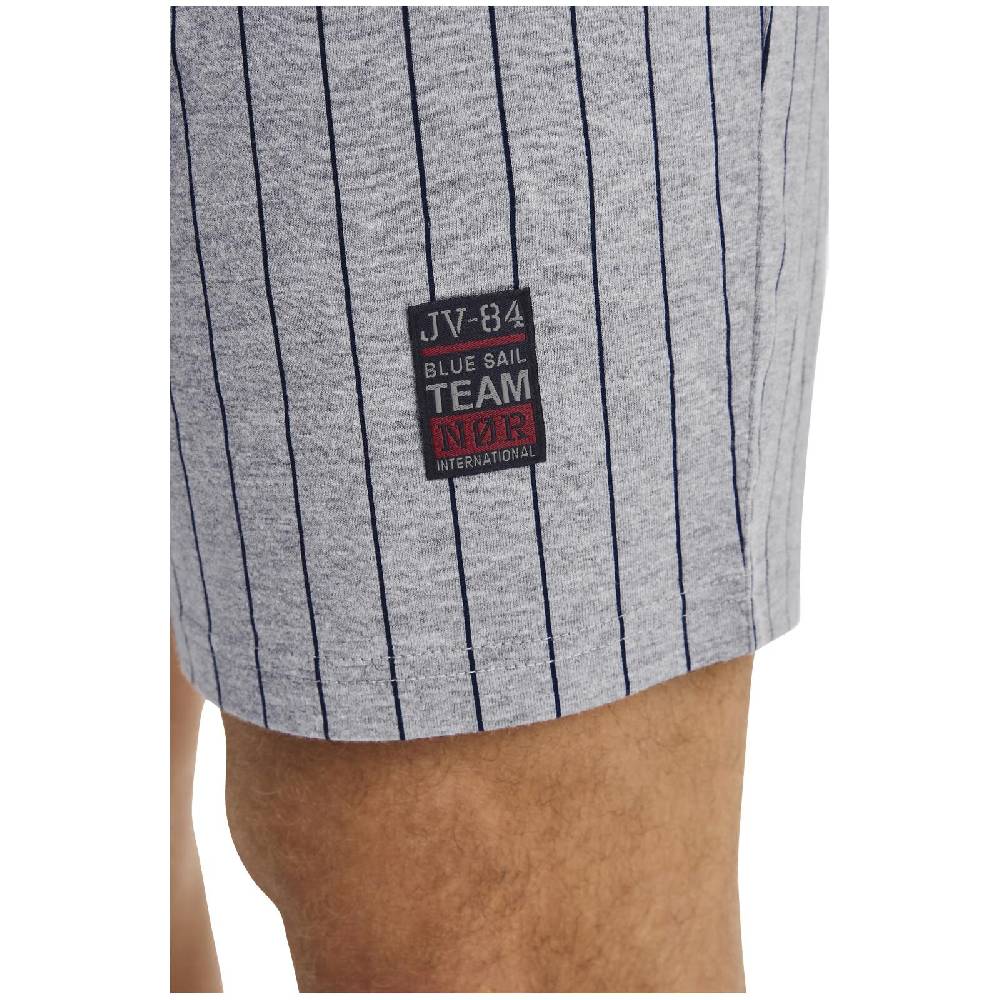 Jan Vanderstorm Kurze Schlafhose BARO Silbergrau Gestreift