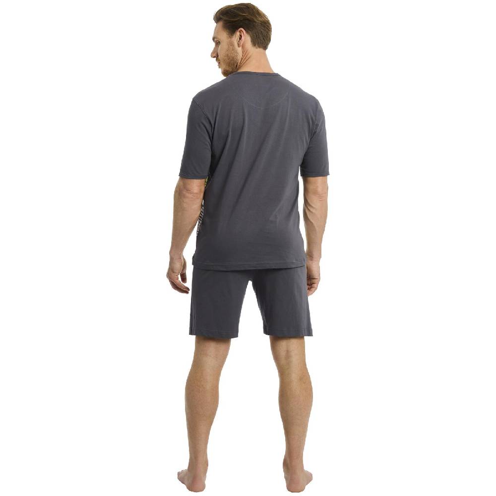 Jan Vanderstorm Kurzer Schlafanzug AUDUN Dunkelgrau Gelb