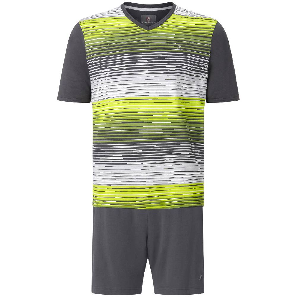 Jan Vanderstorm Kurzer Schlafanzug AUDUN dunkelgrau gelb