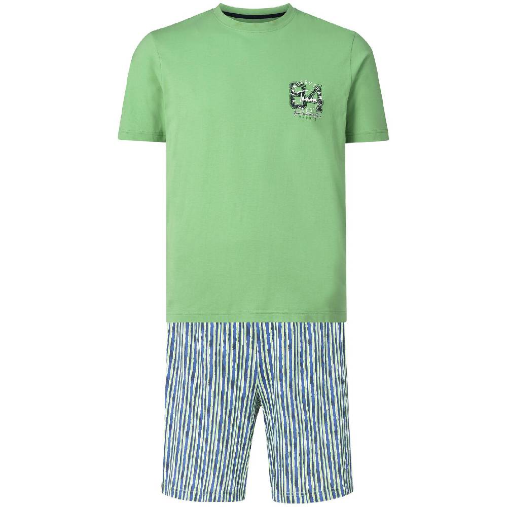 Jan Vanderstorm Kurzer Schlafanzug BARTOLV grün gemustert