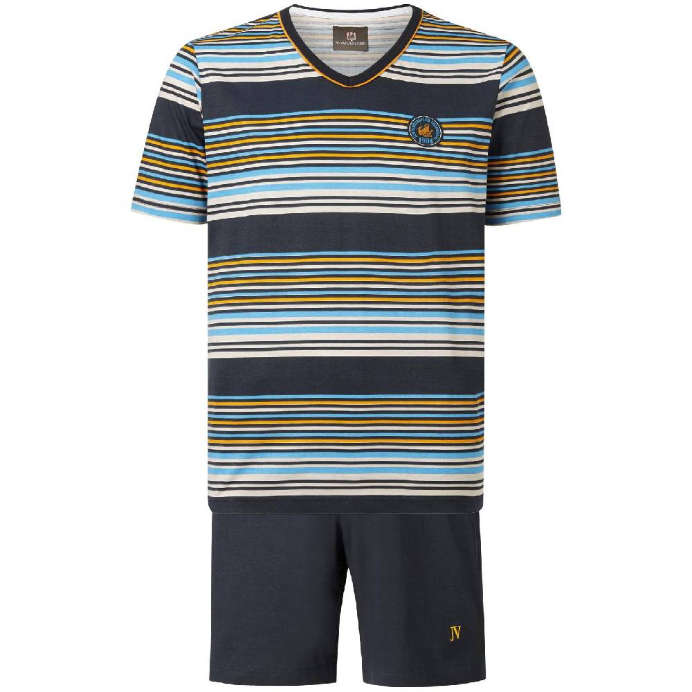 Jan Vanderstorm Kurzer Schlafanzug DOSSARD dunkelblau gestreift