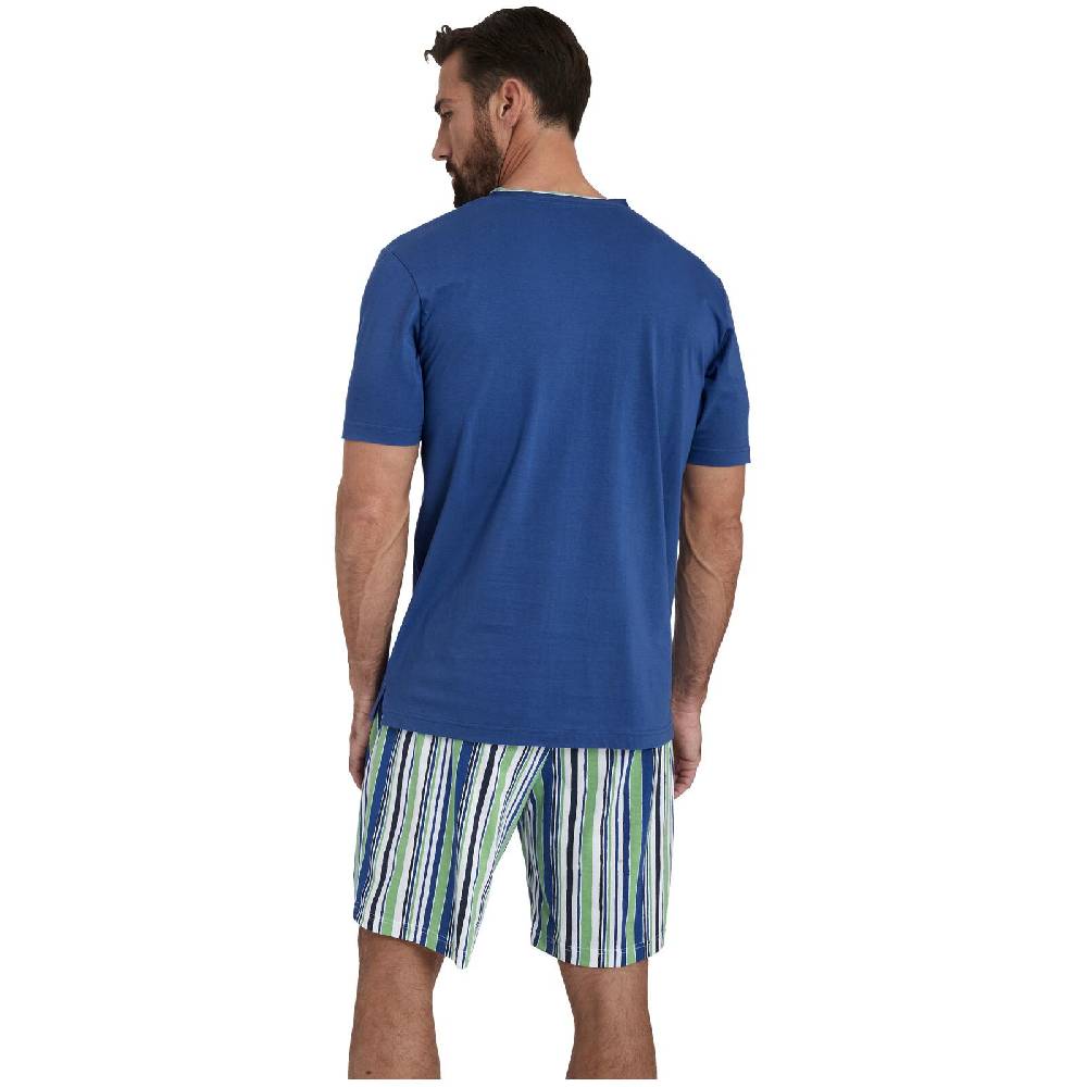 Jan Vanderstorm Kurzer Schlafanzug FREDSTEIN Royal Blau Gemustert