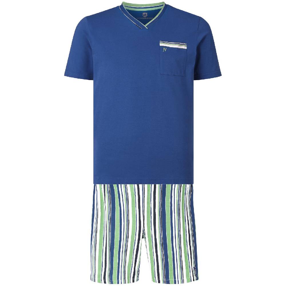 Jan Vanderstorm Kurzer Schlafanzug FREDSTEIN royal blau gemustert