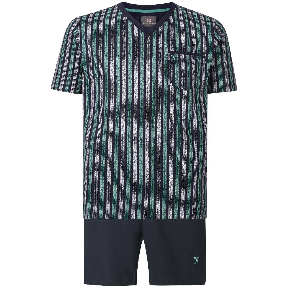 Jan Vanderstorm Kurzer Schlafanzug HAGER dunkelblau gestreift