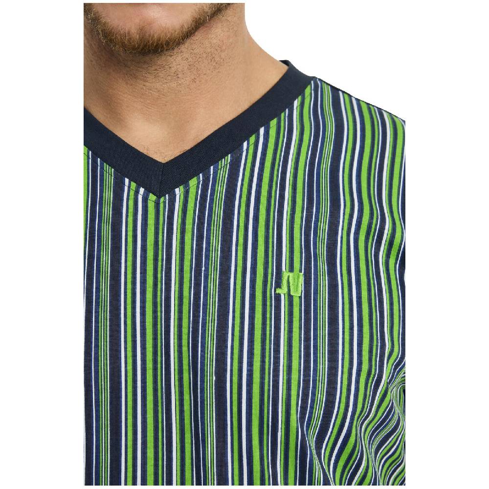 Jan Vanderstorm Kurzer Schlafanzug HELMWALD Dunkelblau Gestreift