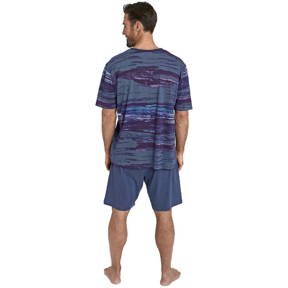Jan Vanderstorm Kurzer Schlafanzug HERMOD Blau Gemustert