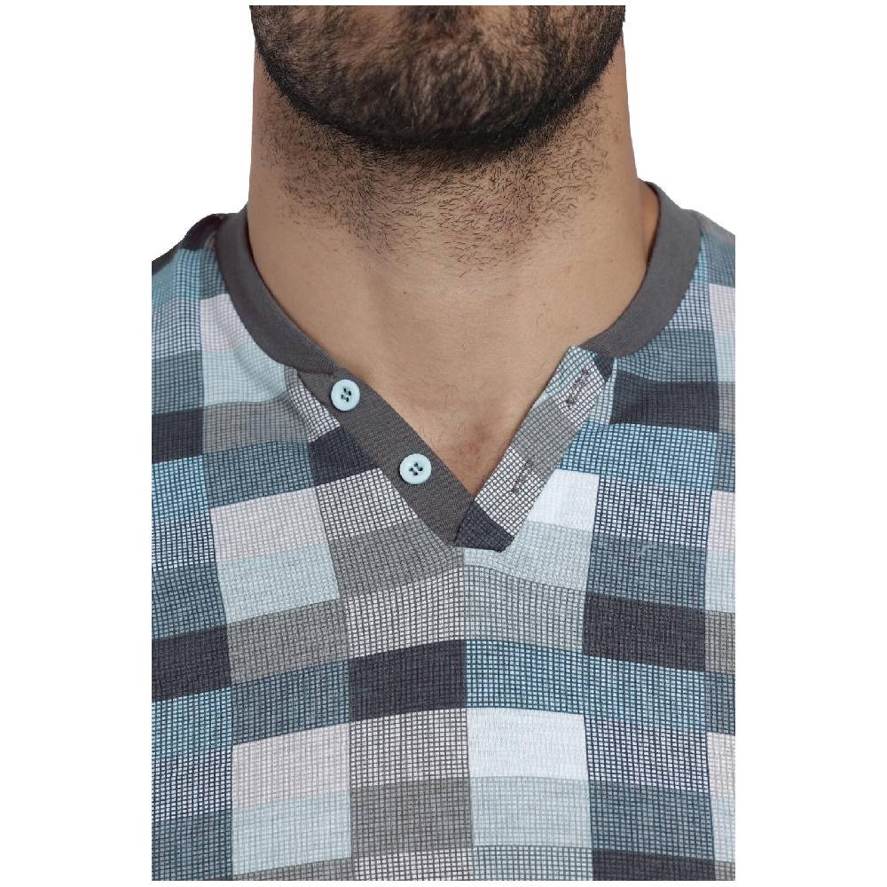 Jan Vanderstorm Kurzer Schlafanzug HUGBALD Grau Kariert