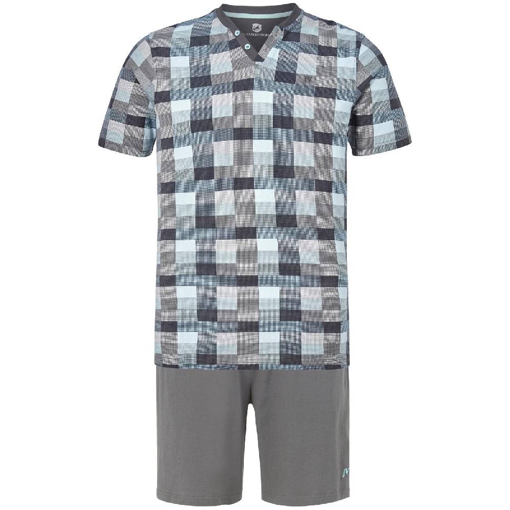Jan Vanderstorm Kurzer Schlafanzug HUGBALD grau kariert
