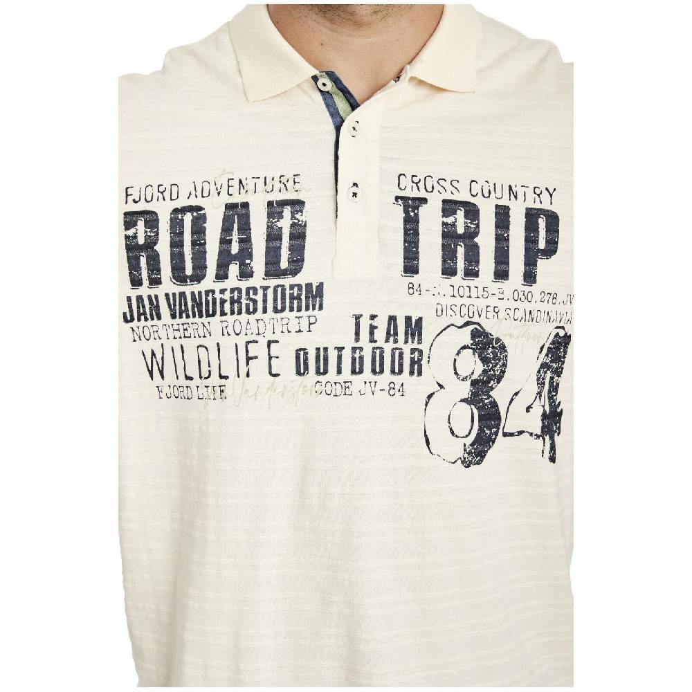 Jan Vanderstorm Langarm-Poloshirt AKILLES Wollweiß