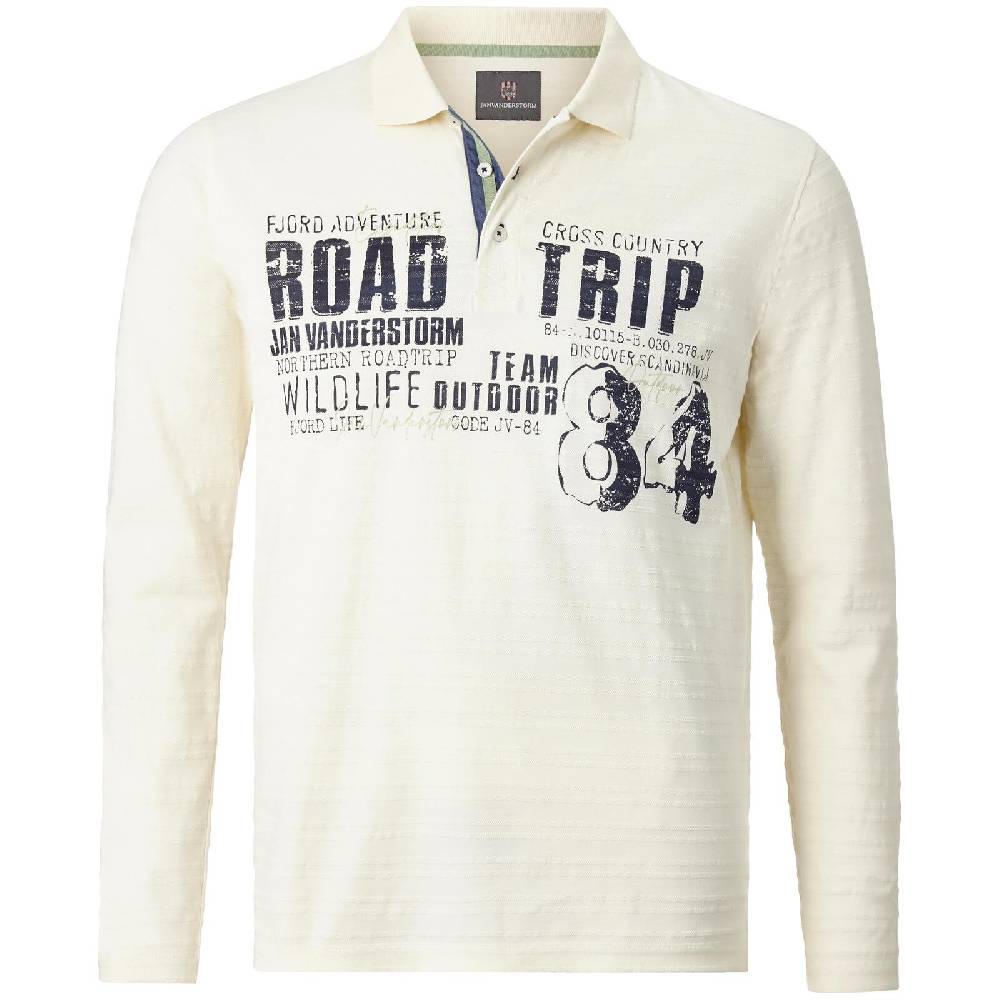 Jan Vanderstorm Langarm-Poloshirt AKILLES wollweiß