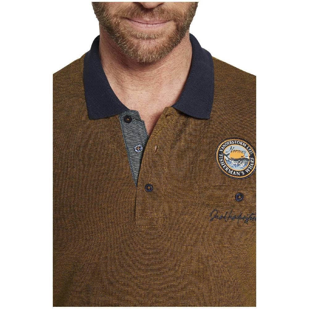 Jan Vanderstorm Langarm-Poloshirt JUHANI Dunkelorange Melange