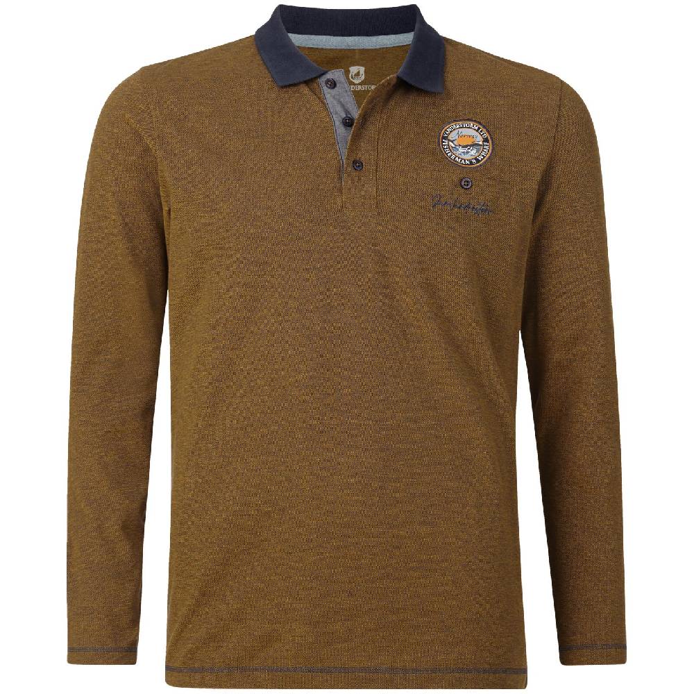 Jan Vanderstorm Langarm-Poloshirt JUHANI dunkelorange melange