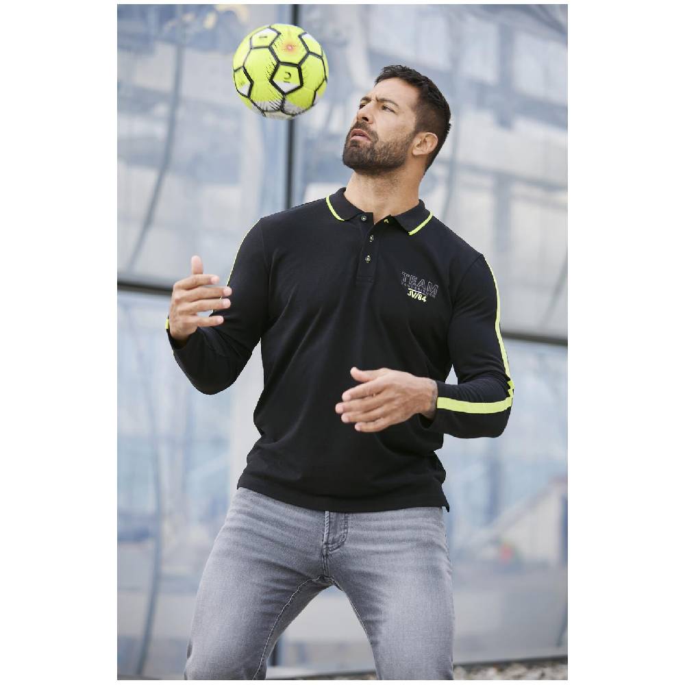 Jan Vanderstorm Langarm-Poloshirt SIGURDHILD Schwarz