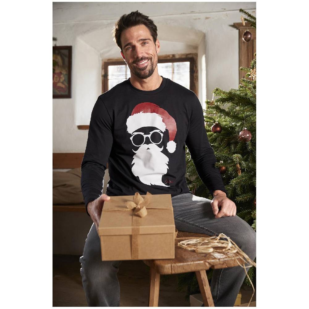 Jan Vanderstorm Langarmshirt REEVERT Schwarz Bedruckt