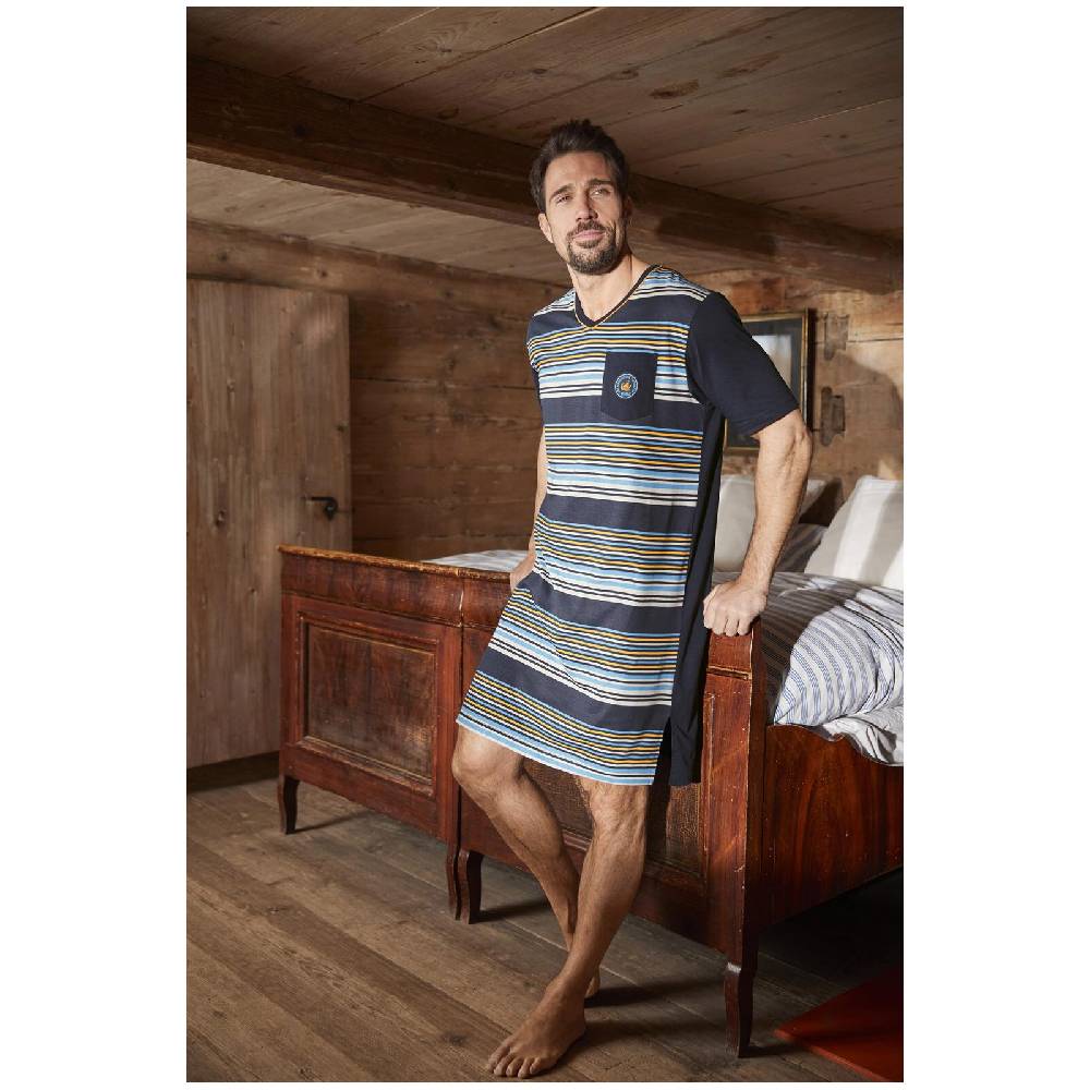 Jan Vanderstorm Nachthemd ANNSTEIN Dunkelblau Gestreift