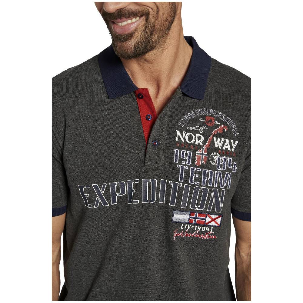 Jan Vanderstorm Poloshirt ERLING Dunkelgrau Melange