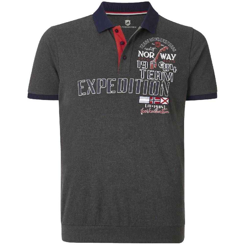 Jan Vanderstorm Poloshirt ERLING dunkelgrau melange