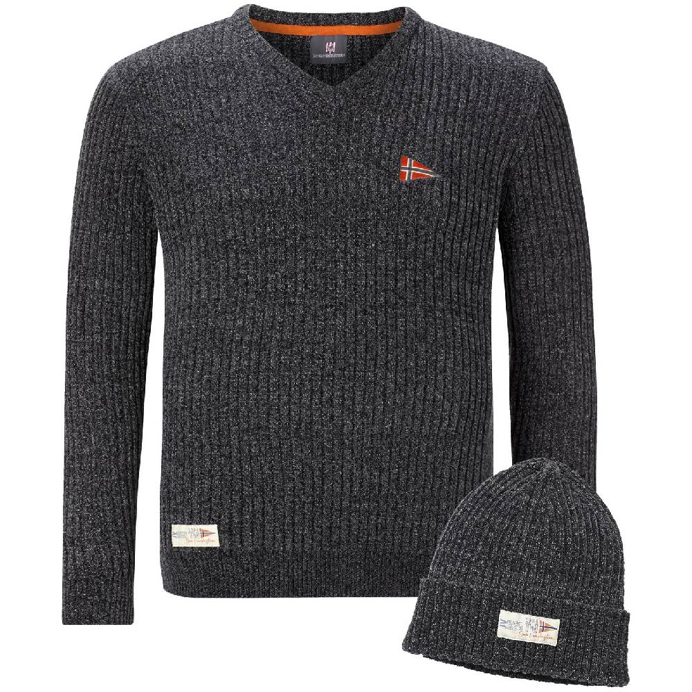 Jan Vanderstorm Pullover mit Mütze RONAI dunkelgrau melange