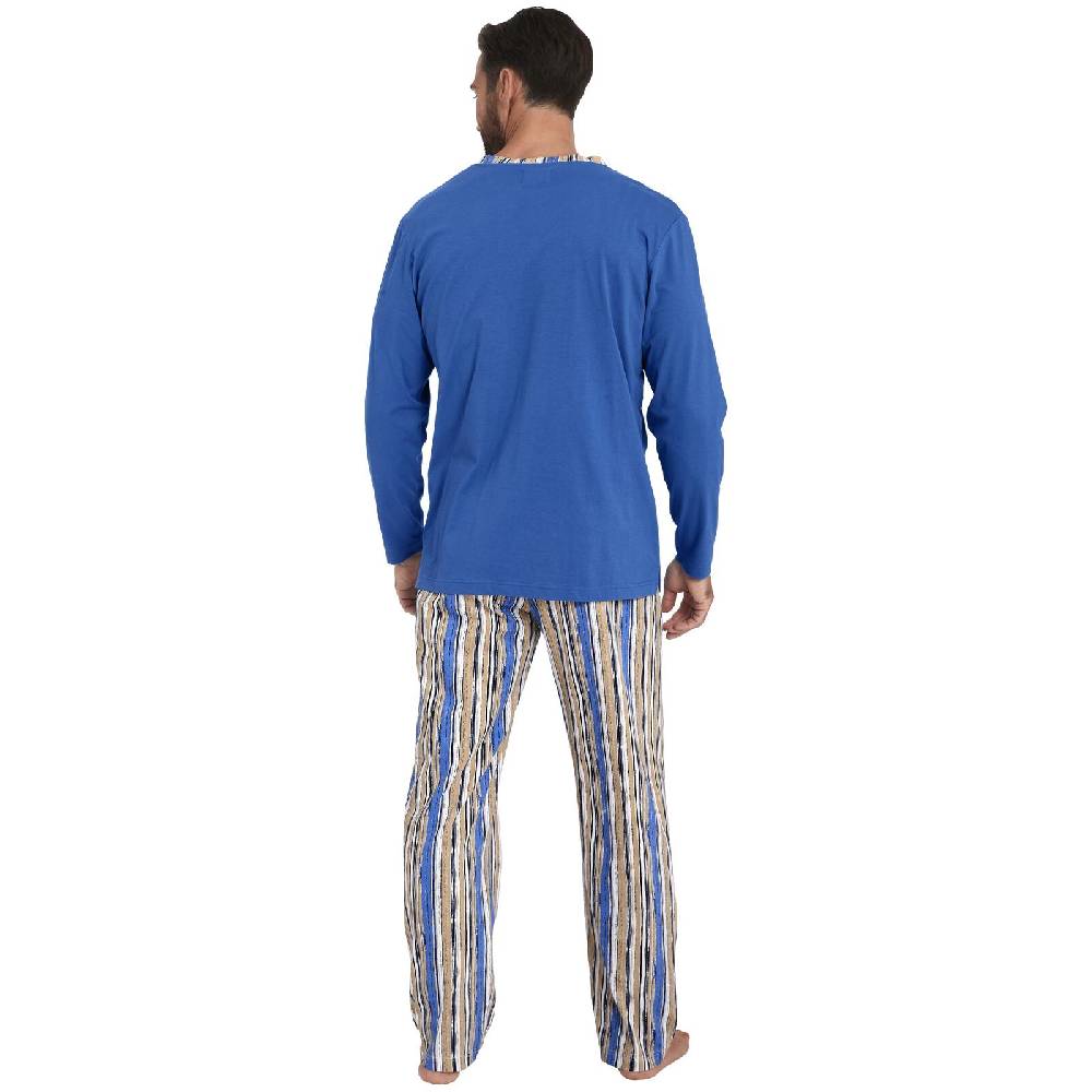 Jan Vanderstorm Schlafanzug ANTOS Royal Blau Gemustert