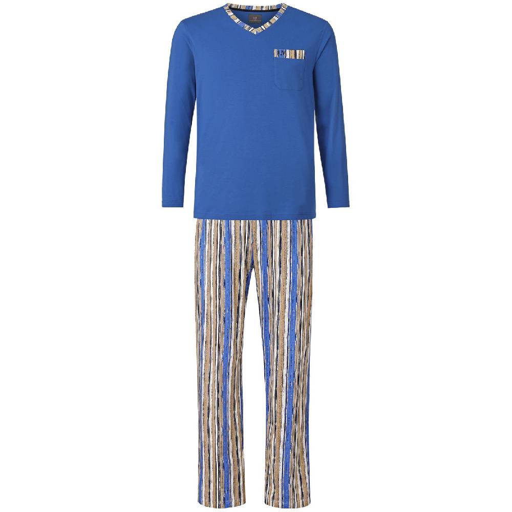 Jan Vanderstorm Schlafanzug ANTOS royal blau gemustert