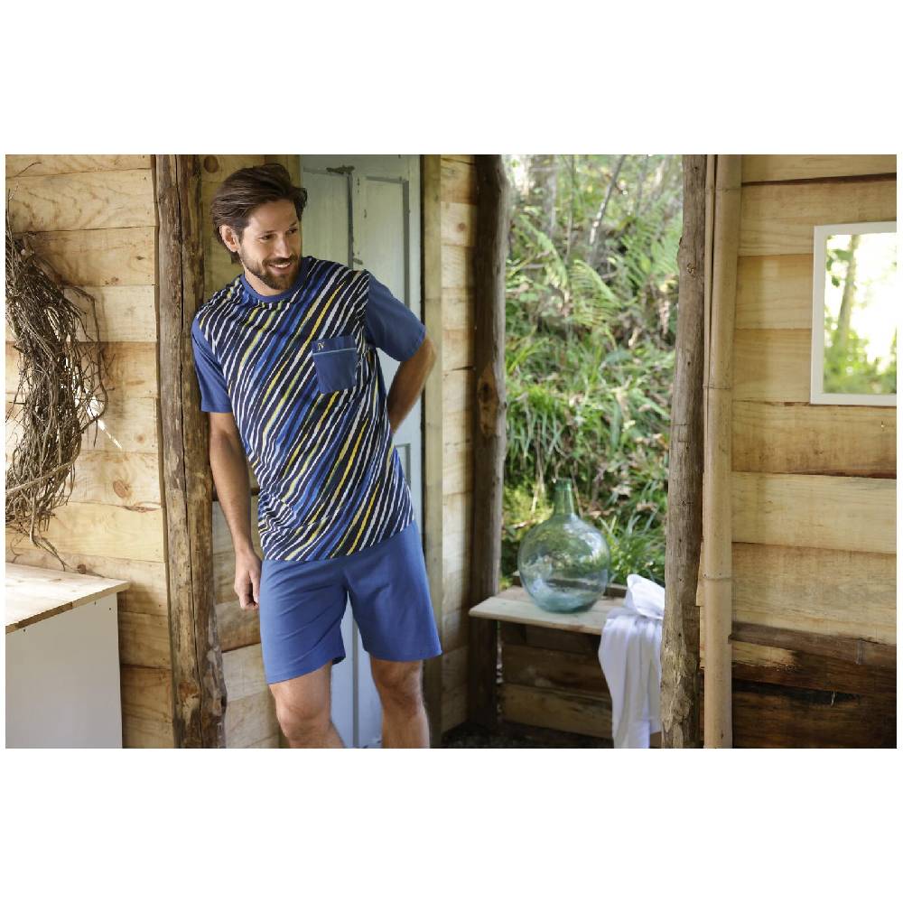 Jan Vanderstorm Schlafanzug TEUTOMAR Blau Gemustert