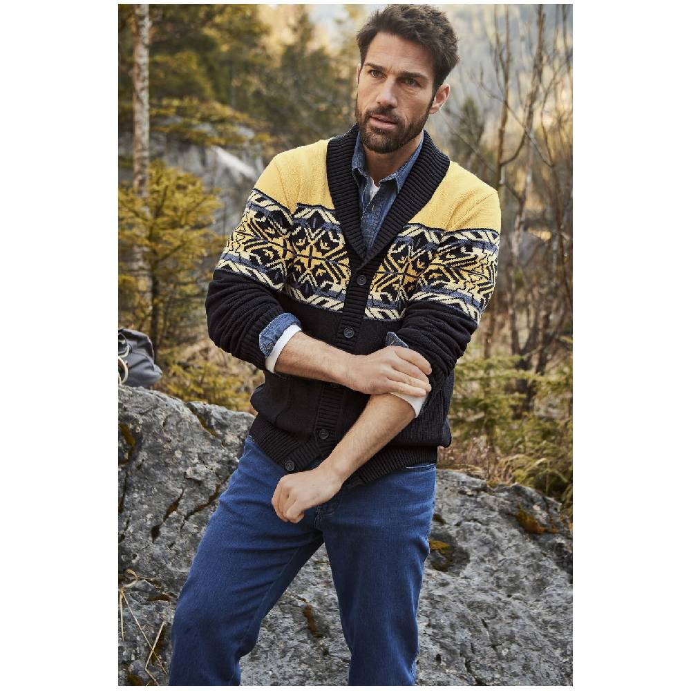 Jan Vanderstorm Strickjacke DARRIN Dunkelblau Gemustert