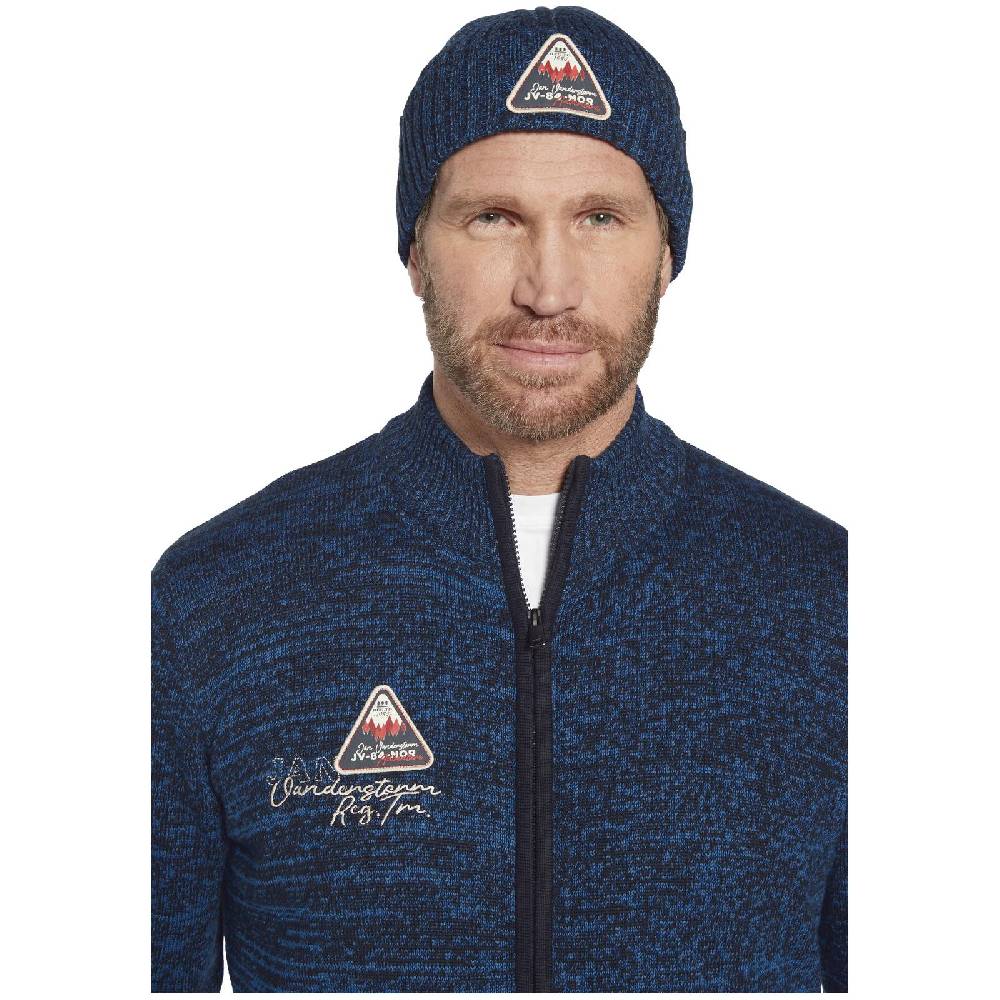 Jan Vanderstorm Strickjacke Mit Mütze APKE Blau Melange