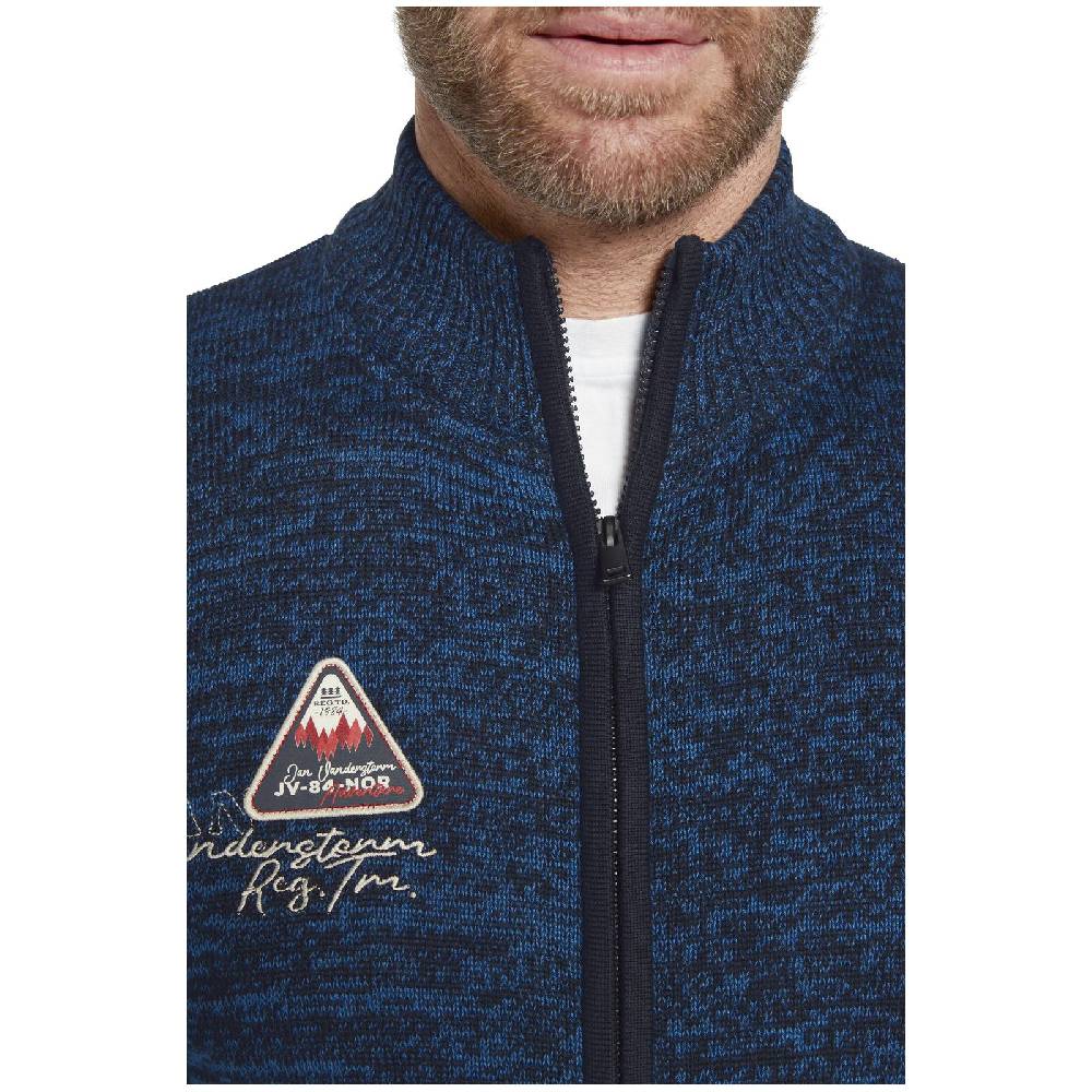Jan Vanderstorm Strickjacke Mit Mütze APKE Blau Melange