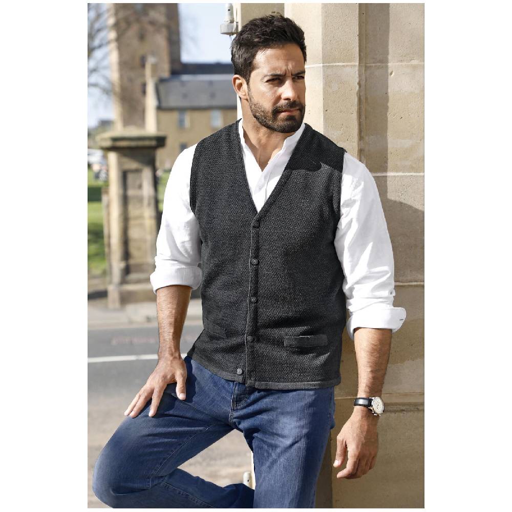 Jan Vanderstorm Strickweste TANE Dunkelgrau Gemustert