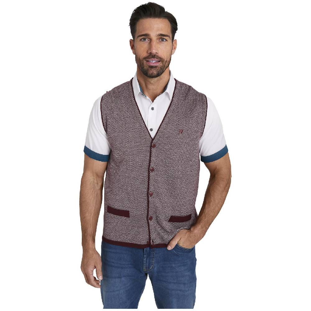 Jan Vanderstorm Strickweste TANE Dunkelrot Gemustert