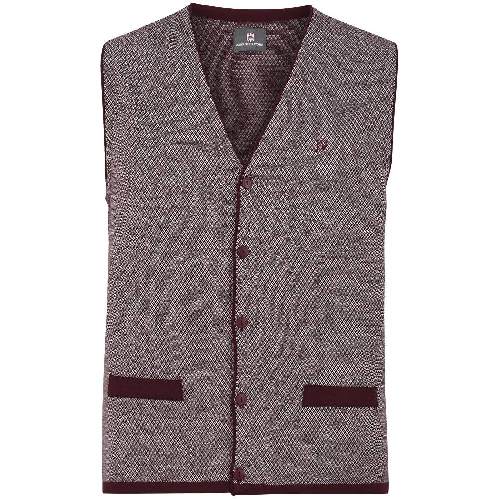 Jan Vanderstorm Strickweste TANE dunkelrot gemustert