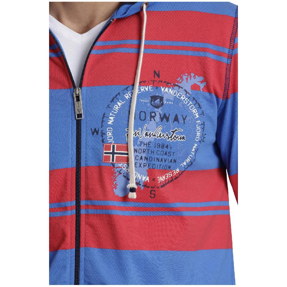 Jan Vanderstorm Sweatjacke WISHART Rot Blau Gestreift