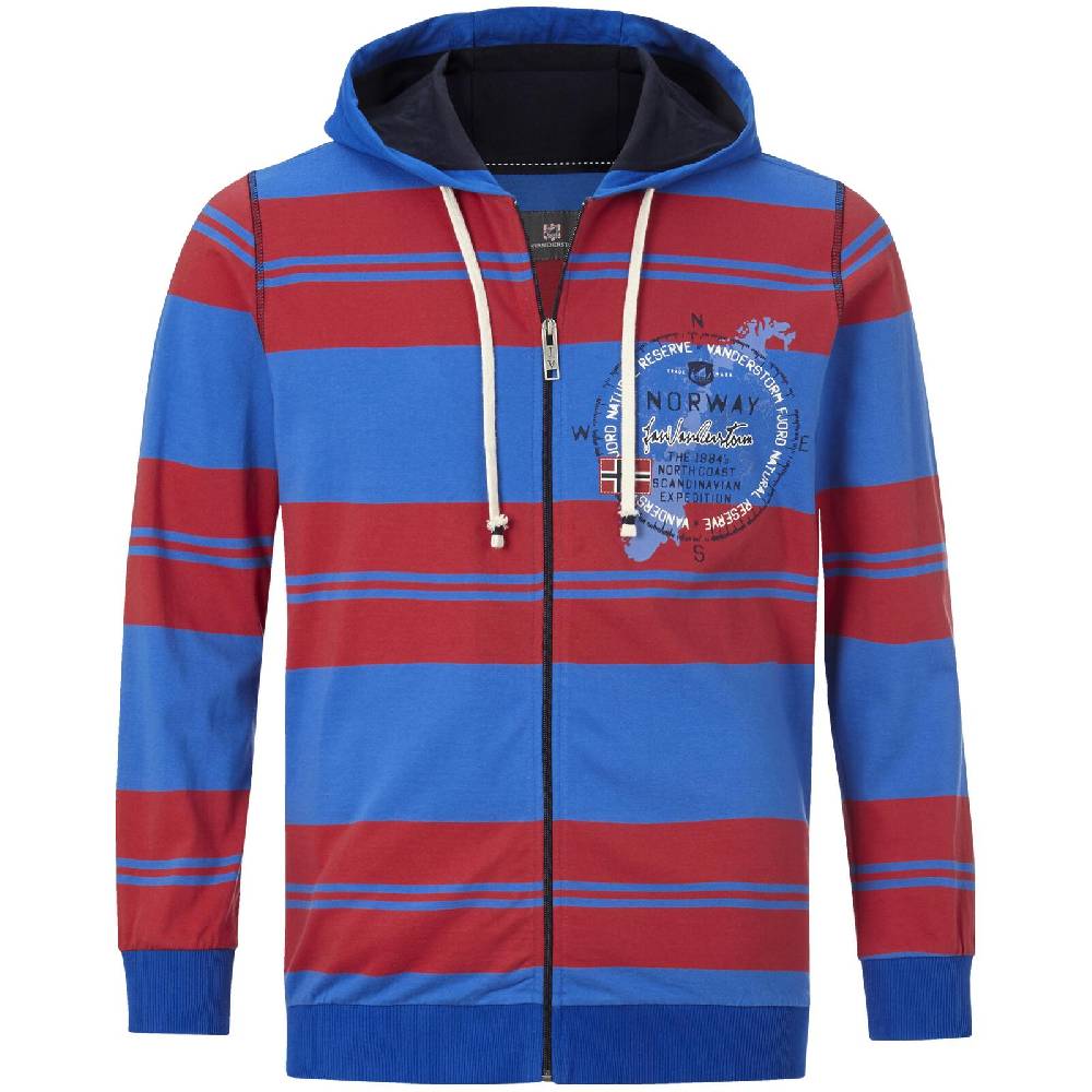 Jan Vanderstorm Sweatjacke WISHART rot blau gestreift