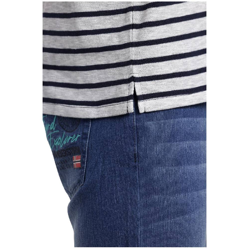 Jan Vanderstorm Sweatshirt ODALFRIED Grau Gestreift