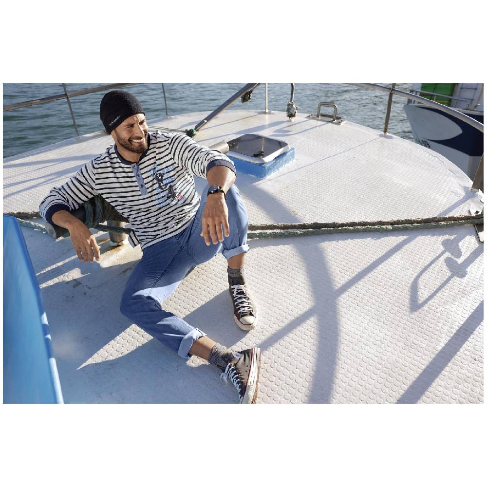 Jan Vanderstorm Sweatshirt ODALFRIED Grau Gestreift