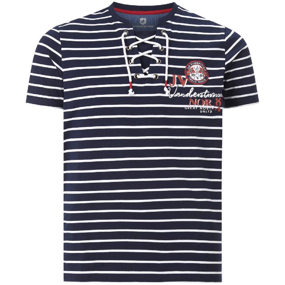 Jan Vanderstorm T-Shirt ARBOGAST dunkelblau gestreift