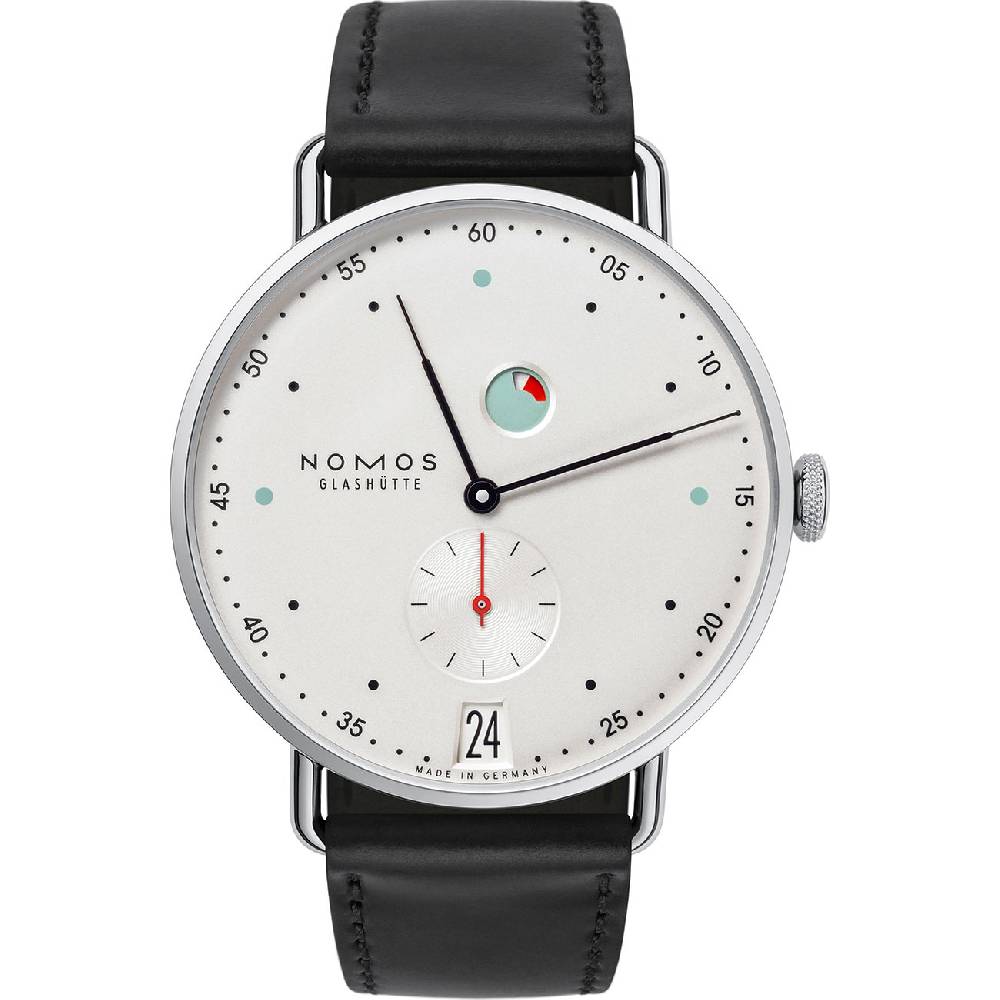 Nomos Glashütte Herrenuhr Metro Datum Gangreserve 1101