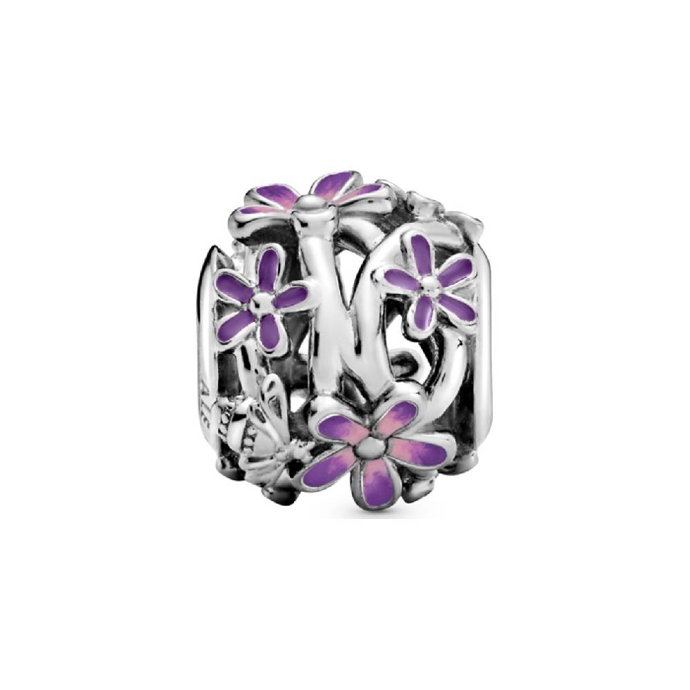 Pandora Charm Moments Offen Gearbeitetes, Lilafarbenes Gänseblümchen 798772C02