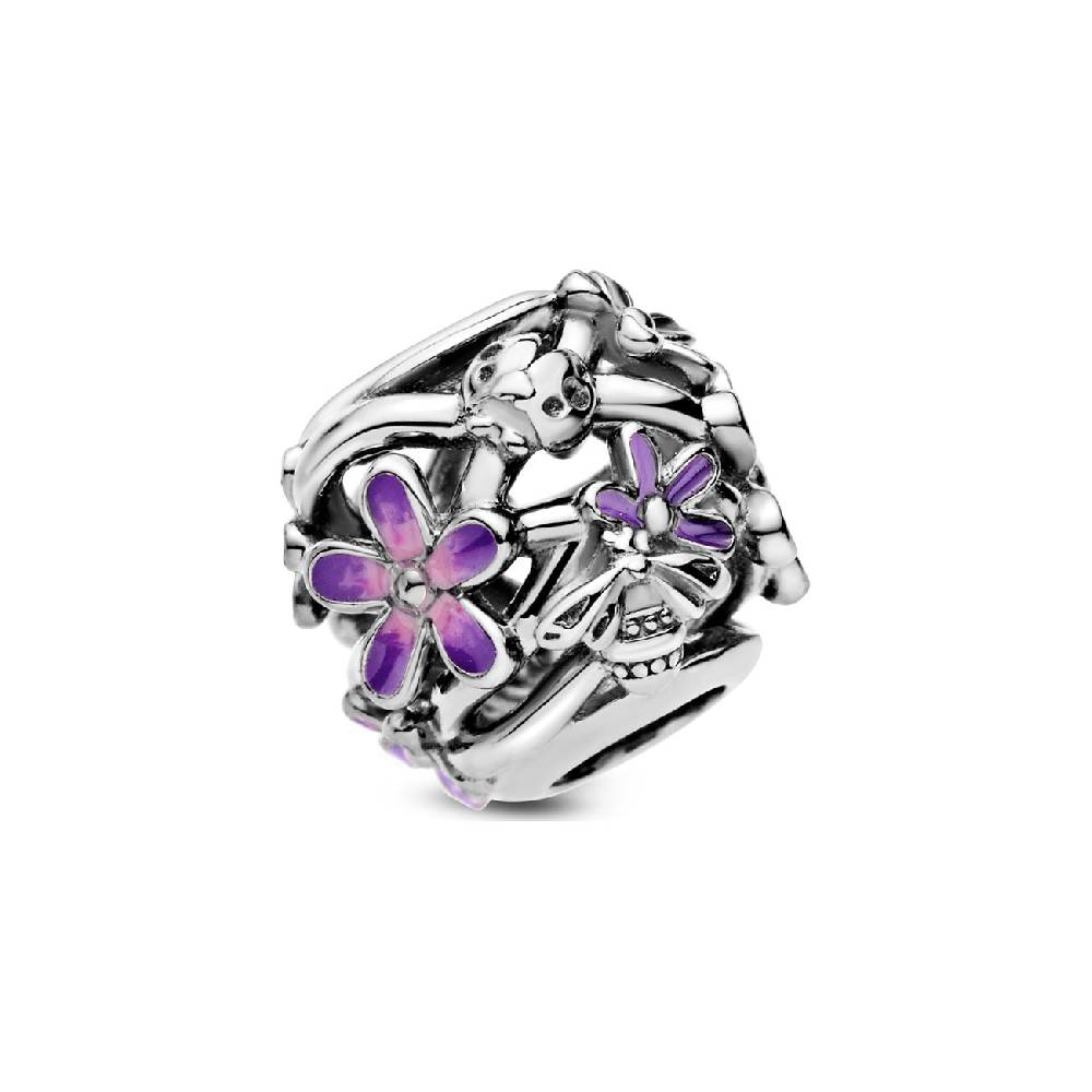 Pandora Charm Moments Offen Gearbeitetes, Lilafarbenes Gänseblümchen 798772C02