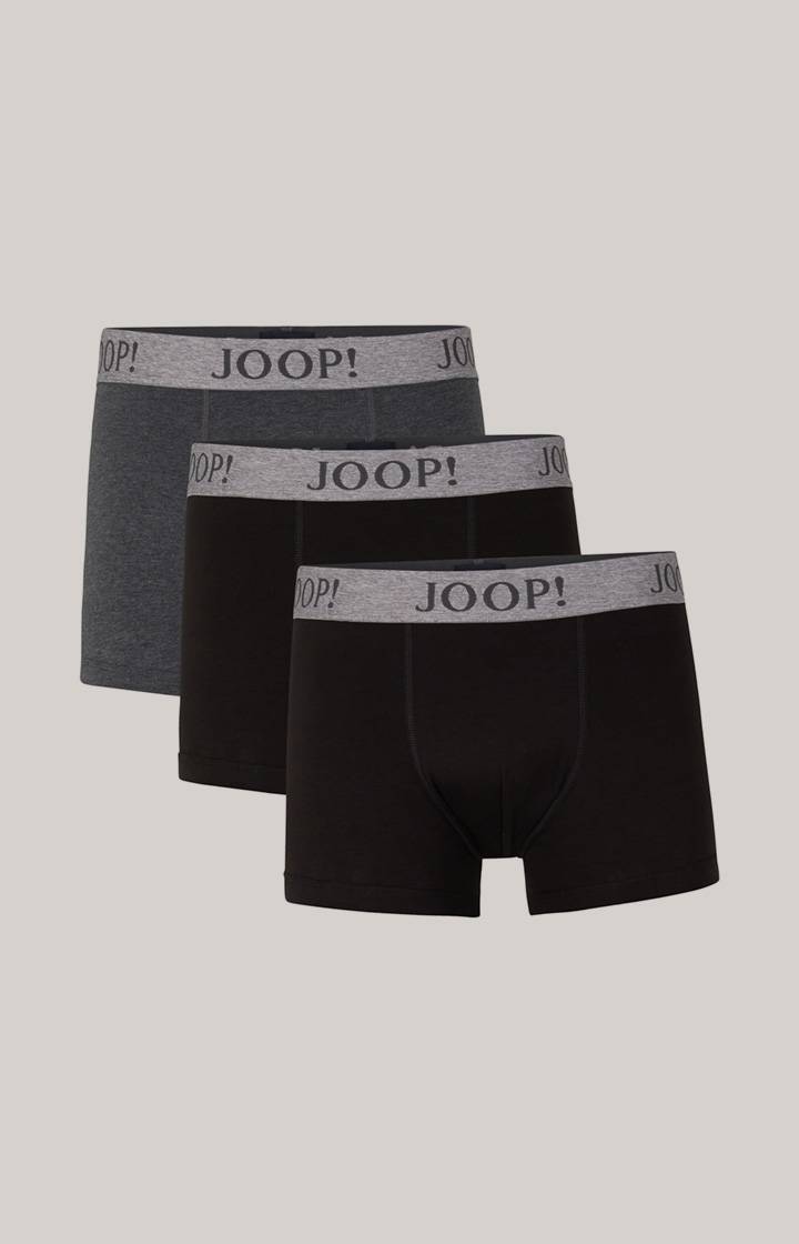 Joop 3er-Pack Fine Cotton Stretch Boxer in Schwarz/Dunkelgrau meliert
