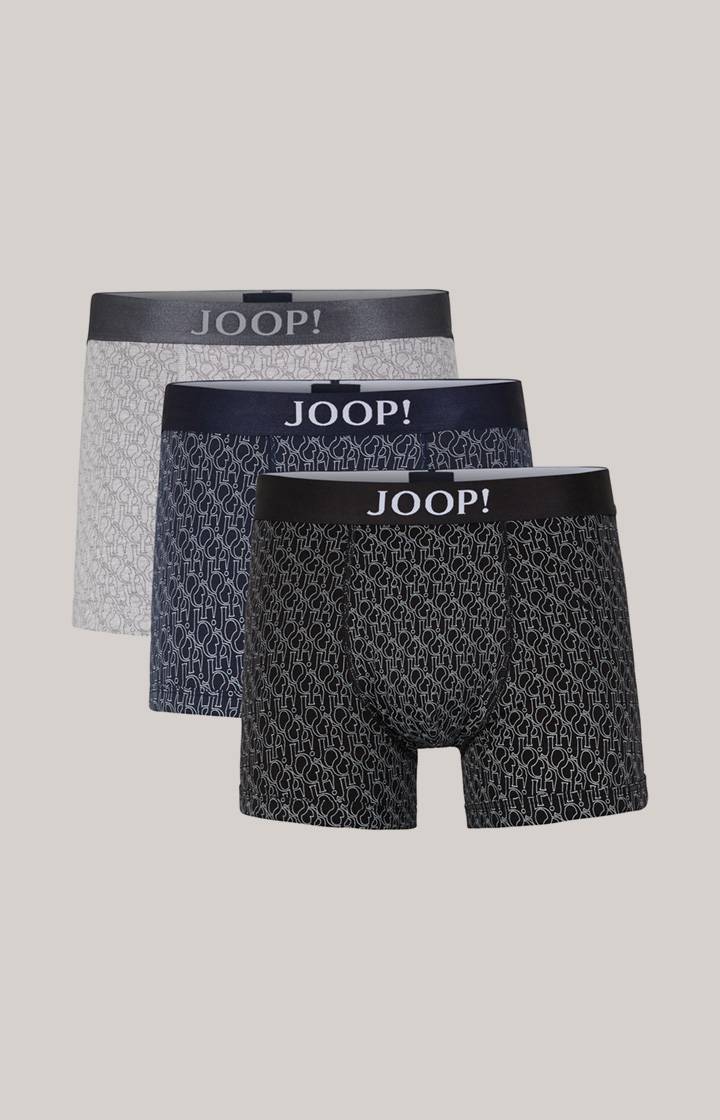 Joop 3er-Pack Fine Cotton Stretch Boxer in Schwarz/Dunkelblau/Grau