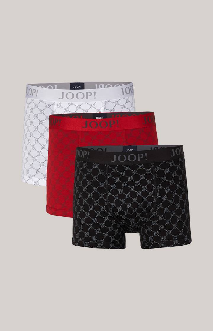 Joop 3er-Pack Fine Cotton Stretch Boxer in Schwarz/Rot/Weiß gemustert