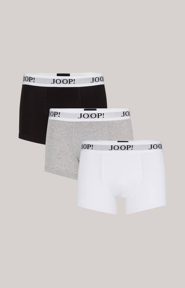 Joop 3er-Pack Fine Cotton Stretch Boxer in Weiß/Schwarz/Grau meliert
