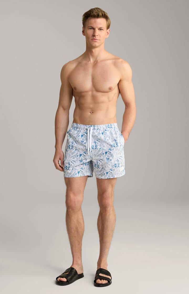 Joop Badeshorts Nissi Beach In Weiß/Blau Gemustert