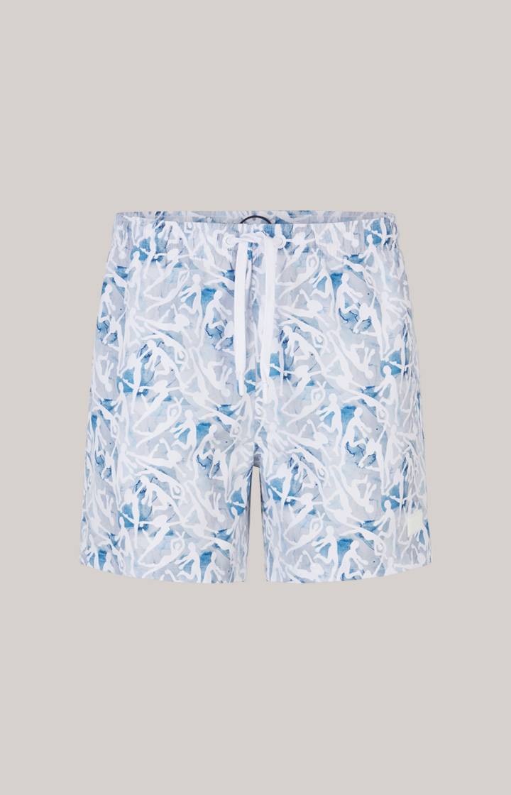 Joop Badeshorts Nissi Beach In Weiß/Blau Gemustert