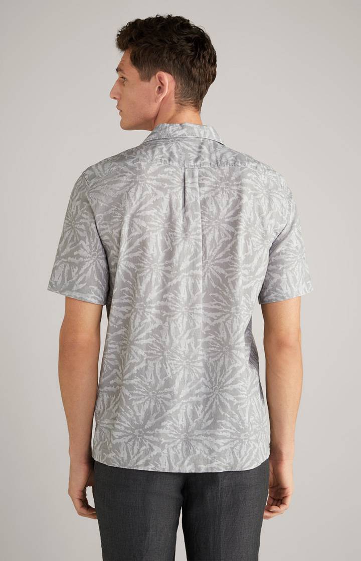 Joop Baumwoll-Leinen-Hemd Kawai In Hellgrau Gemustert