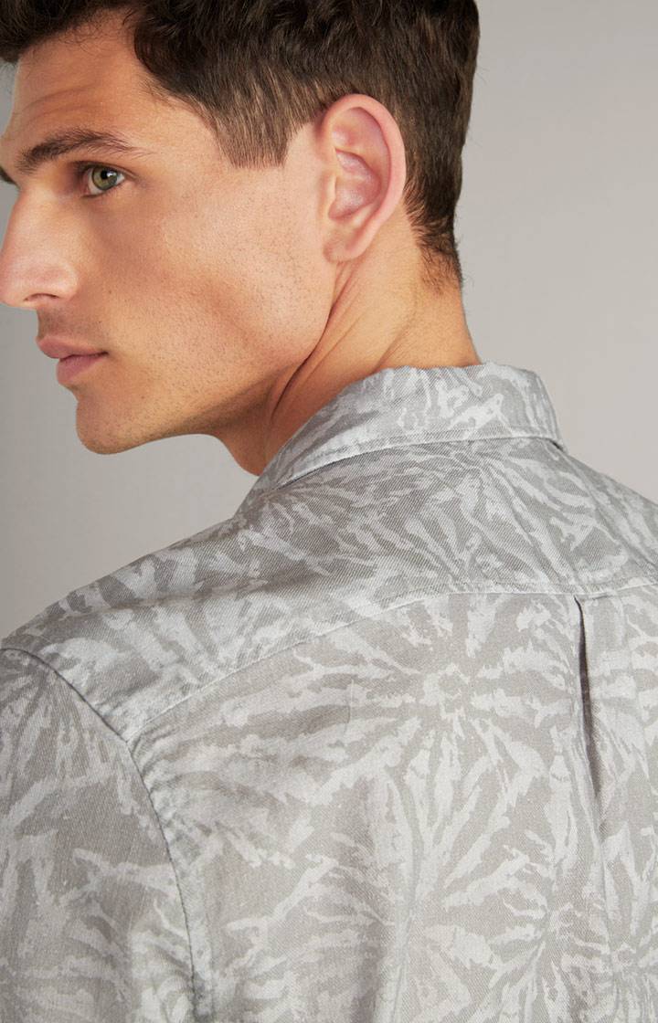 Joop Baumwoll-Leinen-Hemd Kawai In Hellgrau Gemustert