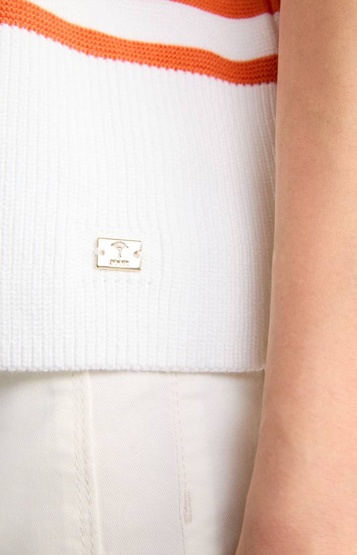 Joop Baumwoll-Strickpullover In Orange/Weiß Gestreift