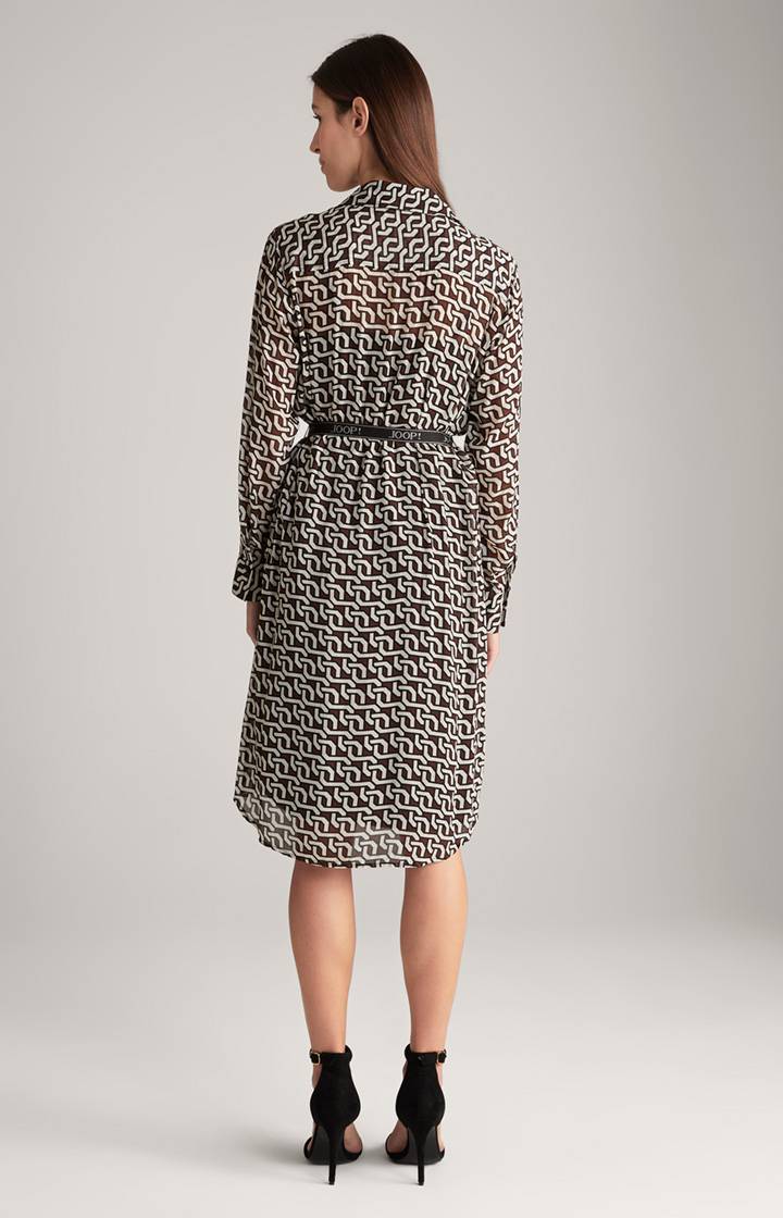 Joop Georgette-Hemdblusenkleid In Braun/Creme/Schwarz Gemustert