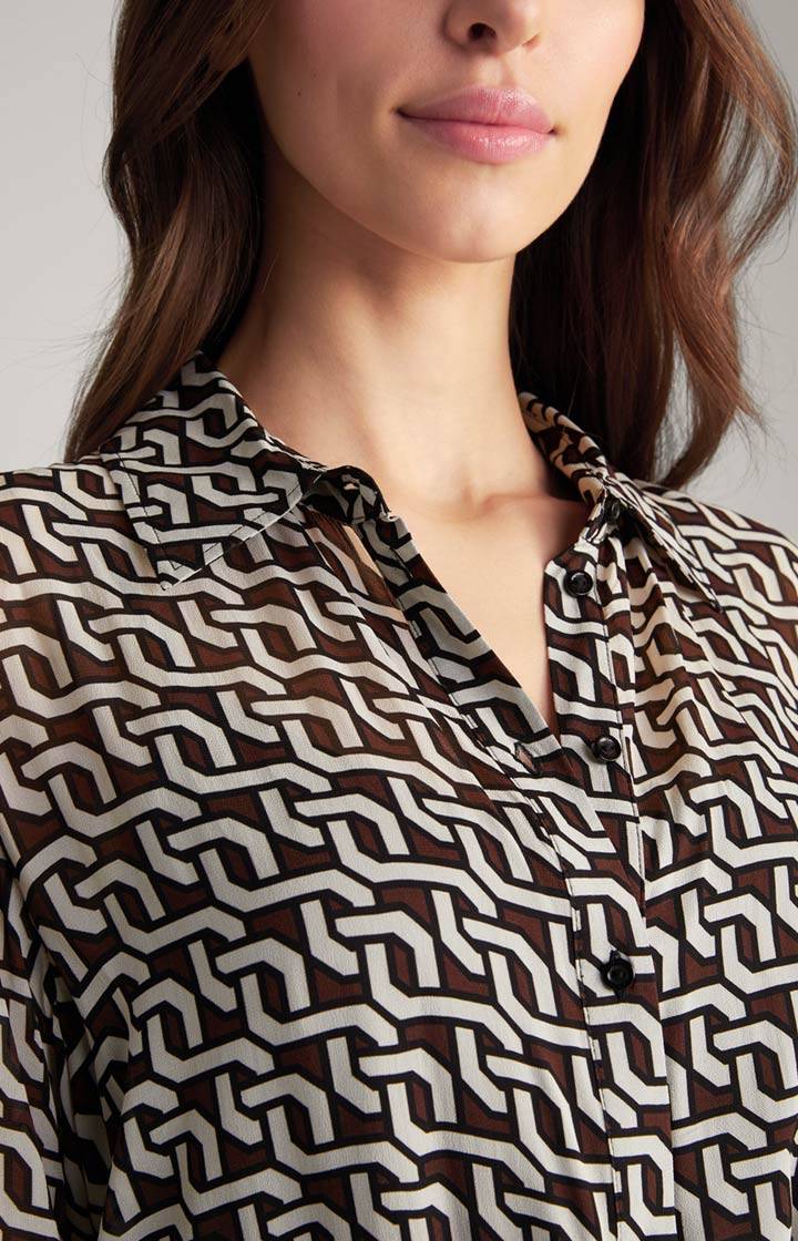 Joop Georgette-Hemdblusenkleid In Braun/Creme/Schwarz Gemustert